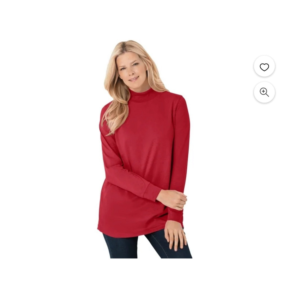 Women's Woman Within Red Long Sleeve Turtleneck Tee 14